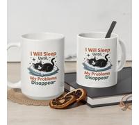I Will Sleep Until My Problems Disappear Funny Cat Mug 15oz