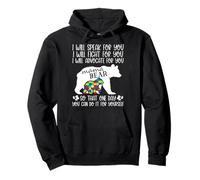 I Will Speak Fight Advocate Mama Bear Autism Awareness Pullover Hoodie