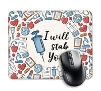 I Will Stab You Funny Vintage Mouse Pad, Cute Square Mouse Pad For Nurses, Nurses Week Gift, Thank You Gifts For Rn Phlebotomists Nurse Iv Team, Graduation Gifts For Nurses 7.9X9.4 Inch