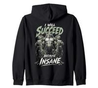I Will Succeed Because I Am Insane Muscle Frog Gym Meme Zip Hoodie
