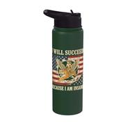 I Will Succeed Because I Am Insane Tshirt Meme Funny Humor Stainless Steel Insulated Water Bottle