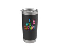 I Will Survive Multicolor Pink Awareness Ribbon Stainless Steel Insulated Tumbler