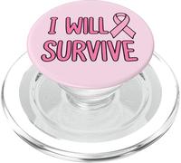 I Will Survive Pink Awareness Ribbon PopSockets PopGrip for MagSafe