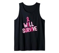 I Will Survive Slanted Pink Awareness Ribbon Tank Top