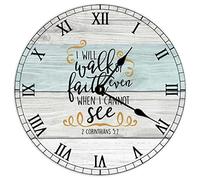 I Will Walk By Faith Even When I Cannot See Round Clocks Colorful Electronic Wall Clock Modern Clocks For Decor Classroom Dining Room 25Cm