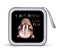 I Will Walrus Love You Portable CD Case Holder 48 Capacity Travel DVD Storage Boxs Wallet Bag