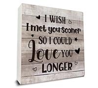 I Wish I Met You Sooner Wooden Box Sign Desk Decor, Romantic Quote Wood Box Sign for Home Bedroom Shelf Table Decoration 5 X 5 Inch