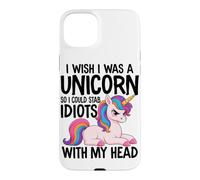 I Wish I Was A Unicorn Funny Sarcastic Joke Unicorn Case for iPhone 15 Plus
