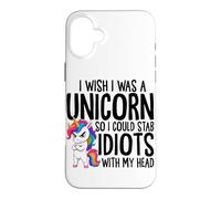 I Wish I Was A Unicorn Funny Sarcastic Joke Unicorn Case for iPhone 16 Plus