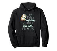 I WISH I WAS A UNICORN TO STAB IDIOTS WITH MY HEAD Meme Pullover Hoodie