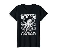 I Wish I was an Octopus So I Could Slap 8 People At Once Value Graphic T-Shirt, Women, Black, L