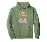 I Wish I Were Retired Currently I'm Just Tired |- Pullover Hoodie, Adult Unisex, Sage Green, X-Large