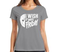 I Wish It Was Friday Horror Mask Friday 13 Scary Halloween Women's T-Shirt, gray, L