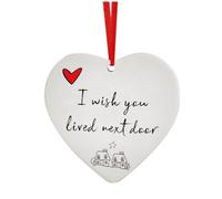 I Wished You Lived The Ornament Next Door | Friendship Memories Sign In Heart, Acrylic Friendship Christmas Ornament For A Funny Friend, Best Bestimato Navi Tree Decorations