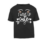 I Woke up Cute [BBY4] Short Sleeve Cotton Toddler t Shirt, 2-3 Years, Black