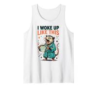 I Woke Up Like This Funny Possum Coffee Lover Tank Top