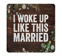 I Woke Up Like This Married Fashion Chic Metal Tin Sign Farmhouse Gate Wall Art Plaques Wall Decor Garage Signs for Fence Business Indoor 12x12 Inch