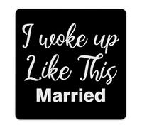 I Woke Up Like This Married Retro Metal Signs Funny Novelty Front Door Wall Art Plaques Room Decor for Men Garage Signs for Restaurants Bedroom Backyard 12x12 Inch