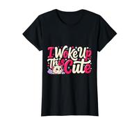 I Woke Up This Cute Adorable Confident Aesthetic Vibes Value Graphic T-Shirt, Women, Black, M