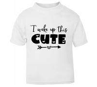 I Woke up This Cute Statement [BBY5] Short Sleeve Cotton Toddler t Shirt, 1-2 Years, White