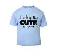 I Woke up This Cute Statement [BBY5] Short Sleeve Cotton Toddler t Shirt, 3-4 Years, Pastel Blue