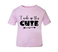 I Woke up This Cute Statement [BBY5] Short Sleeve Cotton Toddler t Shirt, 3-4 Years, Pastel Pink