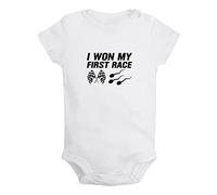 I Won My First Race Funny Rompers Newborn Baby Bodysuits Infant Jumpsuits Kids Short Sleeves One-Piece Outfits