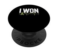 I Won Ribbon Survivor Heartbeat Symbol PopSockets Adhesive PopGrip