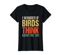 I Wonder If Birds Think About Me Too Tshirt Value Graphic T-Shirt, Women, Black, L