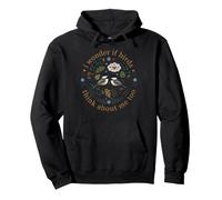 I Wonder If Birds Think About Me Too Vintage Folk Chickadees Pullover Hoodie
