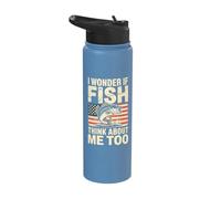 I Wonder If Fish Think About Me Too Stainless Steel Insulated Water Bottle