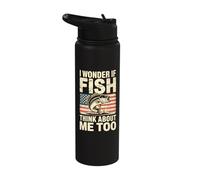 I Wonder If Fish Think About Me Too Stainless Steel Insulated Water Bottle