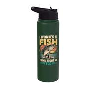 I Wonder If Fish Think About Me Too Stainless Steel Insulated Water Bottle