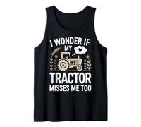 I Wonder IF My Tractor Funny Farmer Design Tank Top