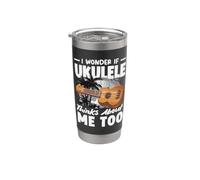 I Wonder If My Ukulele Thinks About Me Too Funny Stainless Steel Insulated Tumbler