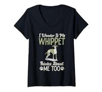 I wonder if my Whippet thinks about me too Whippet V-Neck T-Shirt