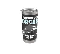 I Wonder If Orcas Think About Me Too Funny Orca Stainless Steel Insulated Tumbler