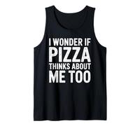 I Wonder If Pizza Thinks About Me Too Distressed Typography Tank Top