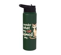 I Wonder What My Cat Named Me Funny Cat Stainless Steel Insulated Water Bottle