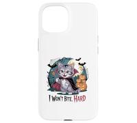 I Won't Bite Hard Funny Vampire Cat Halloween Case for iPhone 15
