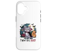 I Won't Bite Hard Funny Vampire Cat Halloween Case for iPhone 16
