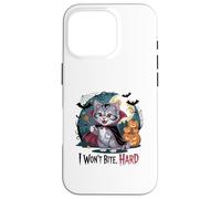 I Won't Bite Hard Funny Vampire Cat Halloween Case for iPhone 16 Pro