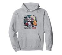 I Won't Bite Hard Funny Vampire Cat Halloween Pullover Hoodie