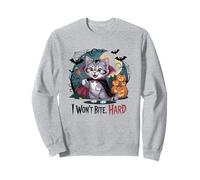 I Won't Bite Hard Funny Vampire Cat Halloween Sweatshirt