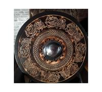(I) Wooden Viking Shield Medieval Battle Warrior Shield Round Armar Wolf Warrior