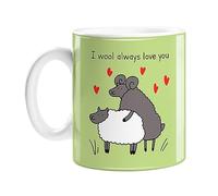 I Wool Always Love You Mug | Wool 7 Year Funny Wedding Anniversary Mug, Seventh Anniversary Mug for Husband Or Wife, Him Or Her, Wool Joke Anniversary Mug, Funny Sheep Pun