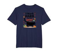 I Work Hard for The Kitty - Cat Lover Humor T-Shirt, Men's Big and Tall, Navy, 5X Tall