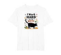 I Work Hard for The Kitty - Cat Lover Humor T-Shirt, Men's Big and Tall, White, 5X Tall