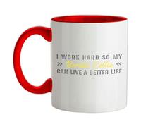 I Work Hard So My Border Collie Can Live A Better Life - 11oz - Ceramic Two-Tone Mug for Coffee/Tea - Red/White - One Size