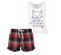I Work Hard So My Cat Can Have A Better Life Pyjama Set 60 SECOND MAKEOVER Red L